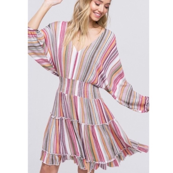 KENDALL Multicolor stripes Tiered Dress - Picture 5 of 5